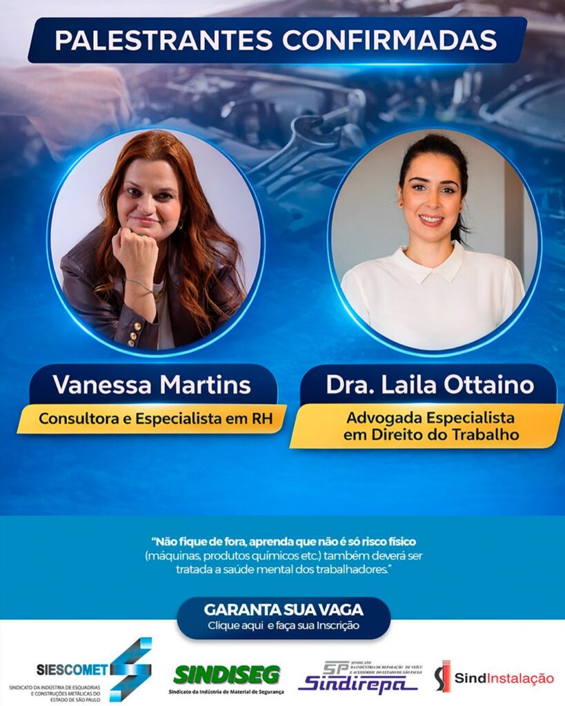 Impactos Jurídicos e Riscos Psicossociais no Setor da Reparação de Veículos: evento gratuito discute NR-1 e saúde mental